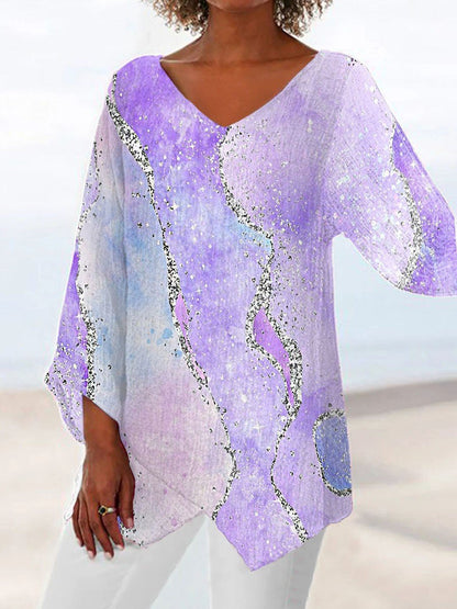 Women's 3D Digital Print Round Neck Long Sleeve T-Shirt