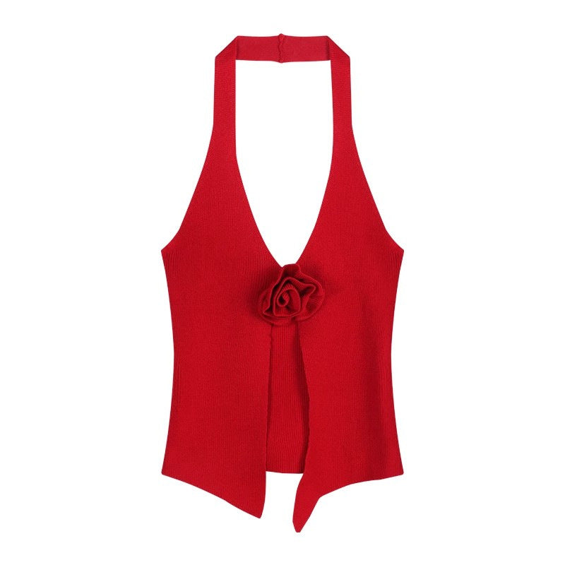 Women's 3D Floral Knitted Halter Camisole