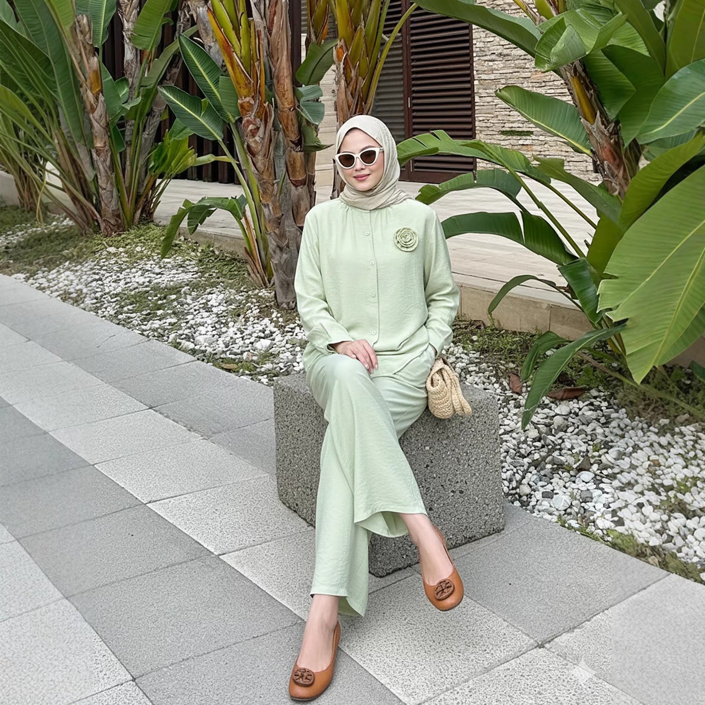 Women's 3D Floral Loose Top and Wide-Leg Pants