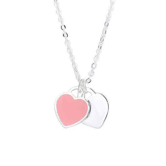 Women's 925 Sterling Silver Heart Enamel Pendant Necklace