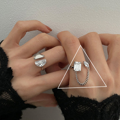 Women's 925 Sterling Silver Tassel Zircon Open Ring