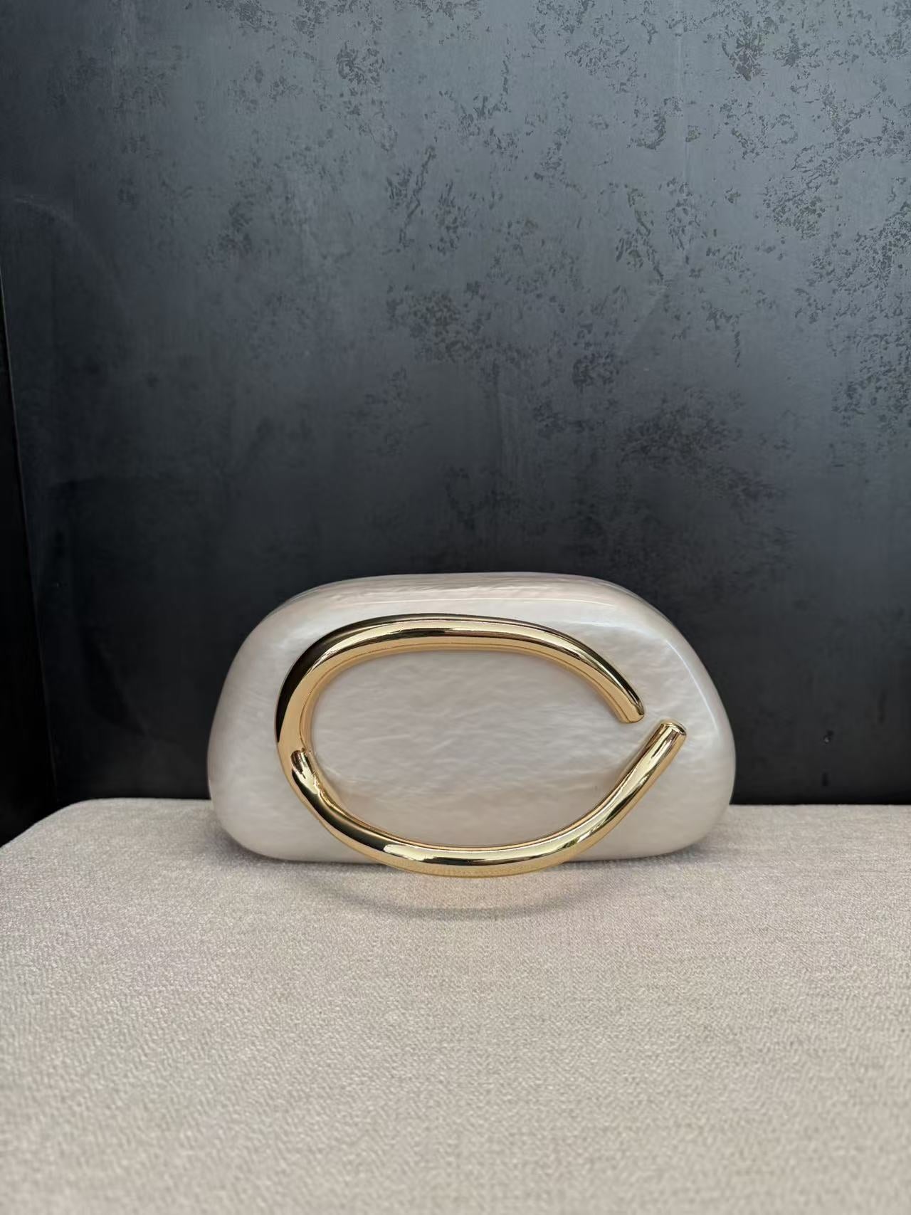 Women's Acrylic Oval Evening Bag with Chain Strap