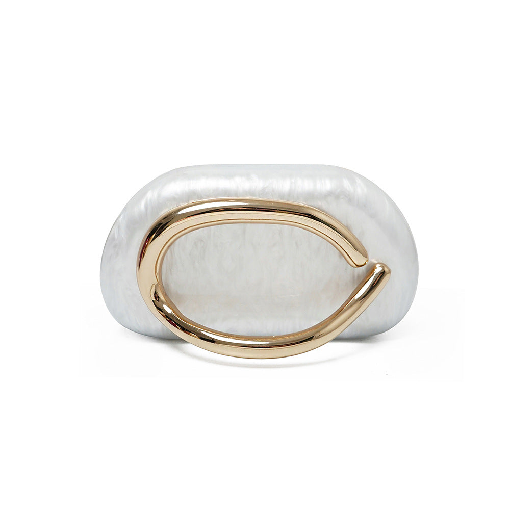 Women's Acrylic Oval Evening Bag with Chain Strap