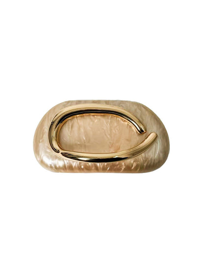 Women's Acrylic Oval Evening Bag with Chain Strap