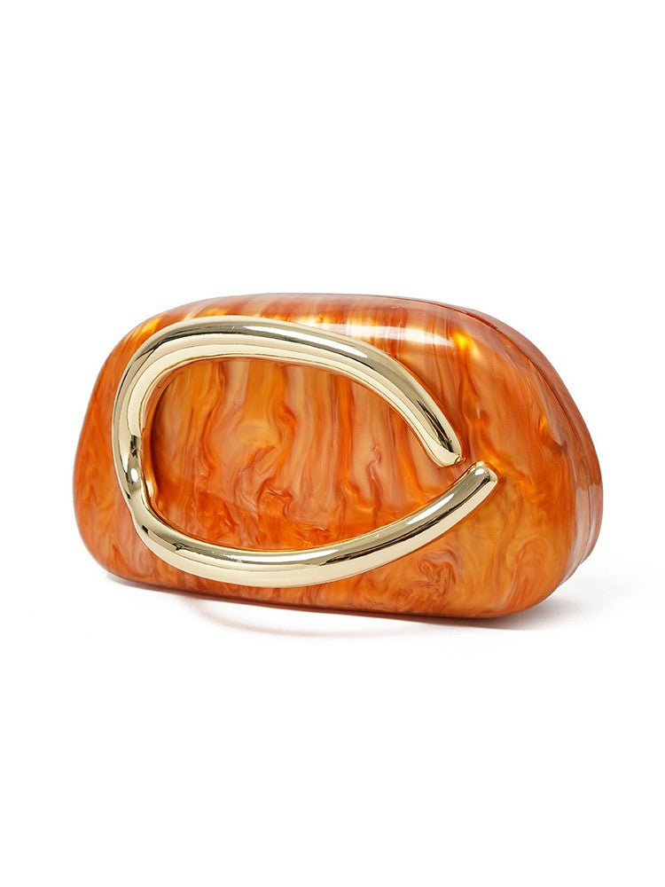 Women's Acrylic Oval Evening Bag with Chain Strap