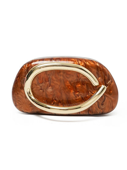 Women's Acrylic Oval Evening Bag with Chain Strap