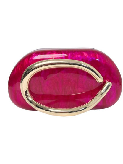 Women's Acrylic Oval Evening Bag with Chain Strap