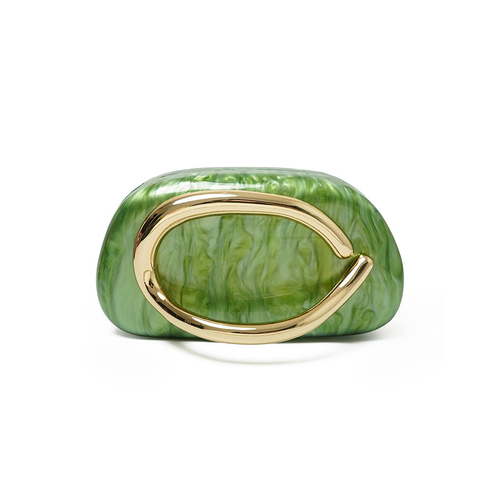 Women's Acrylic Oval Evening Bag with Chain Strap