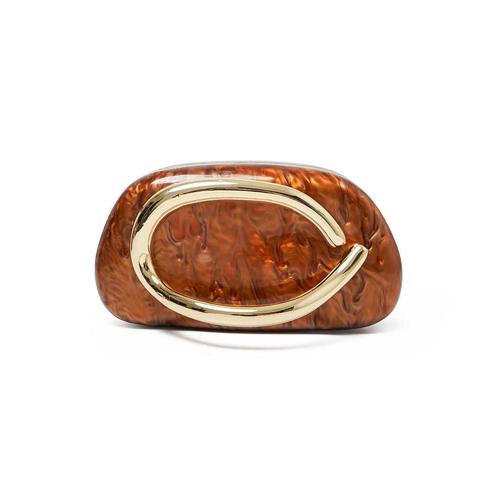 Women's Acrylic Oval Evening Bag with Chain Strap