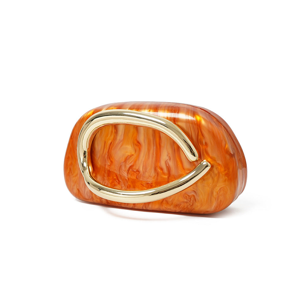 Women's Acrylic Oval Evening Bag with Chain Strap