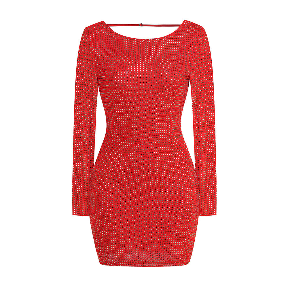 Women's Backless Rhinestone Bodycon Dress