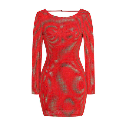 Women's Backless Rhinestone Bodycon Dress