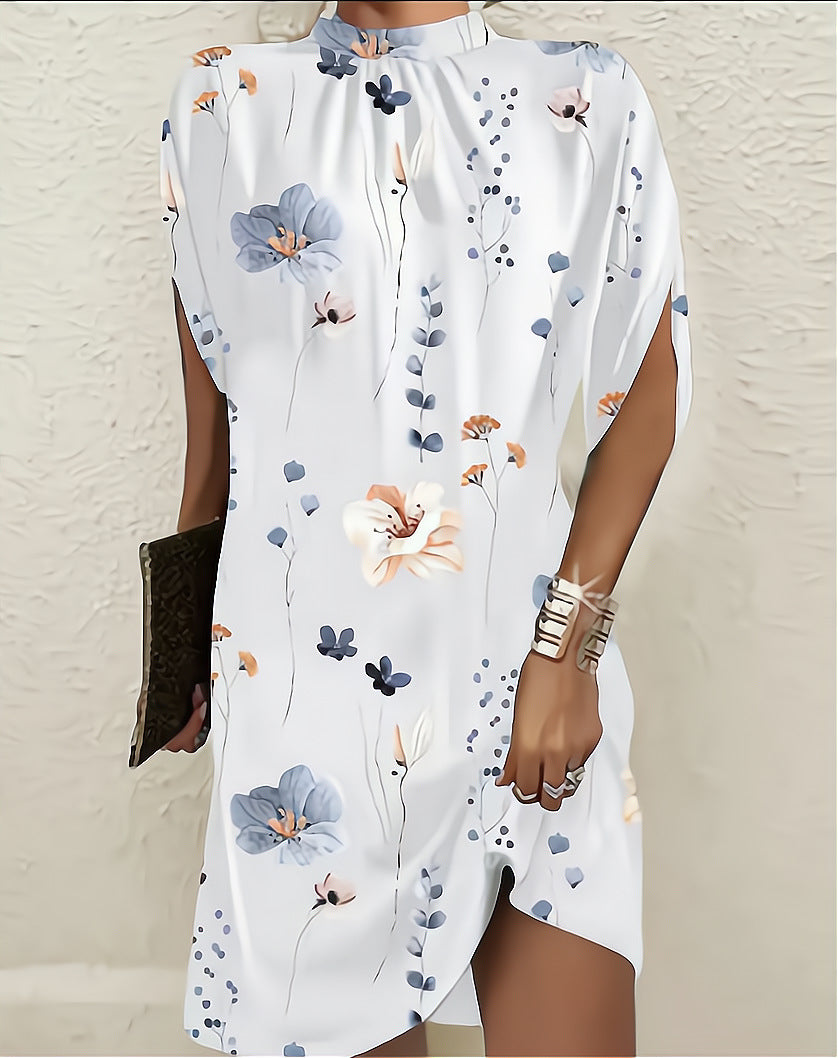 Women's Bat Sleeve Geometric Print Dress