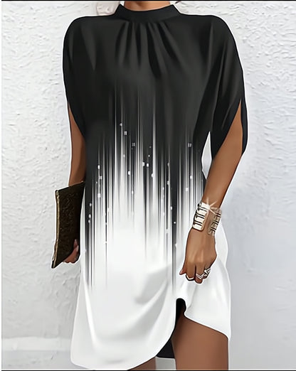 Women's Bat Sleeve Geometric Print Dress