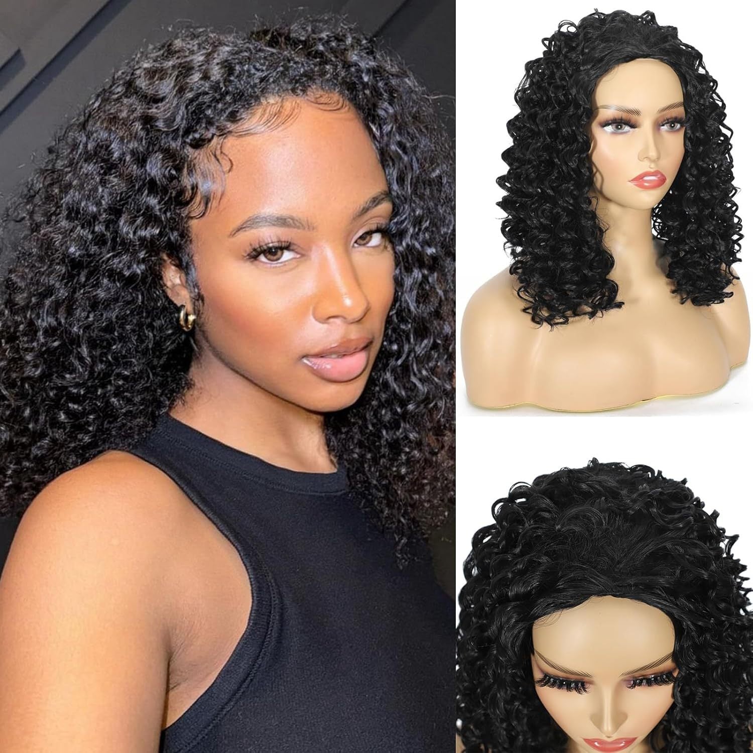 Women's Black Yaki Straight Synthetic Wig