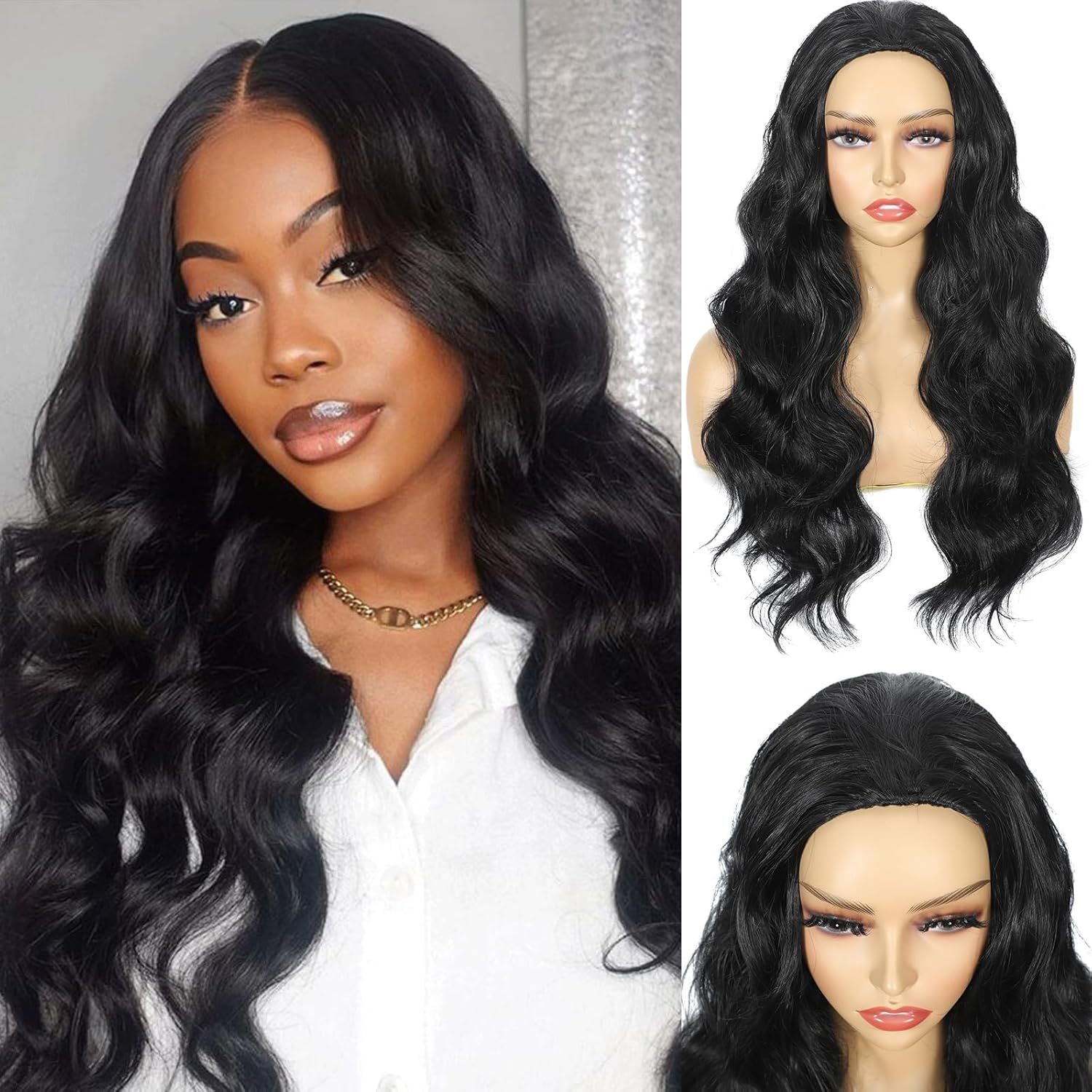 Women's Black Yaki Straight Synthetic Wig
