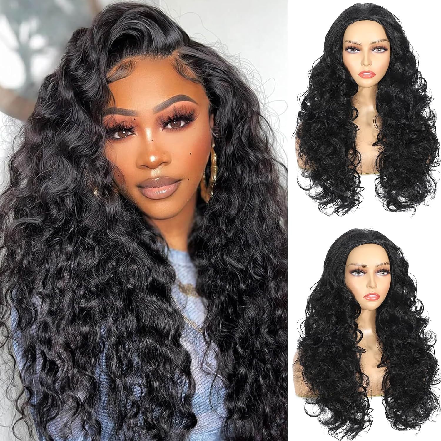Women's Black Yaki Straight Synthetic Wig
