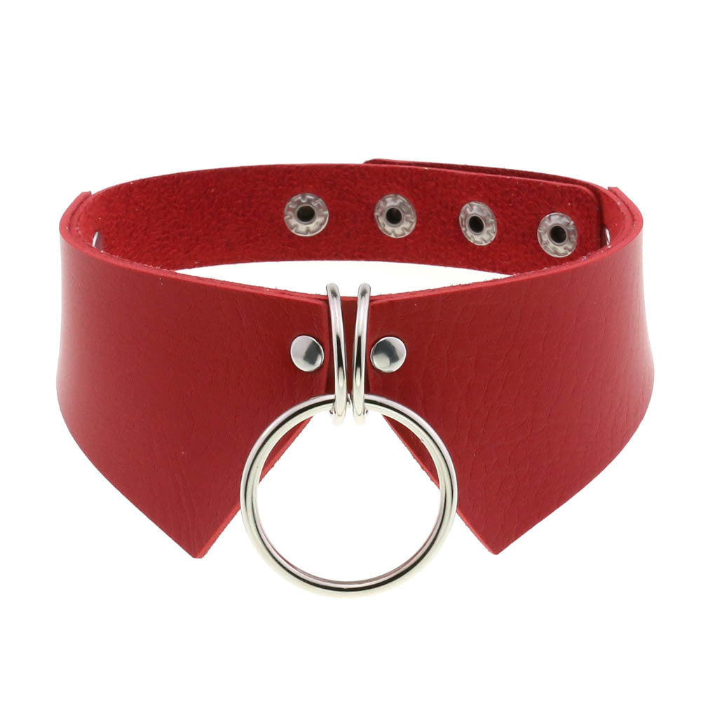 Women's Bow Choker Necklace Circle Pendant Punk Style