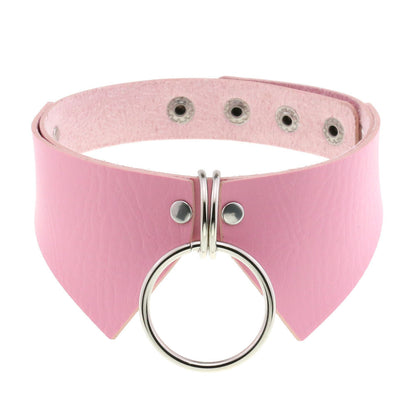 Women's Bow Choker Necklace Circle Pendant Punk Style