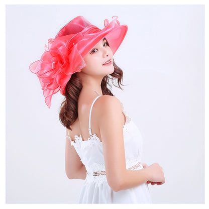 Women's Bow Mesh Sun Hat Wide Brim