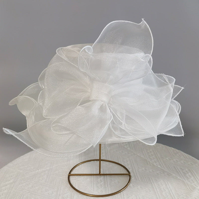 Women's Bow Mesh Sun Hat Wide Brim