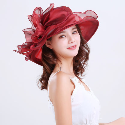 Women's Bow Mesh Sun Hat Wide Brim