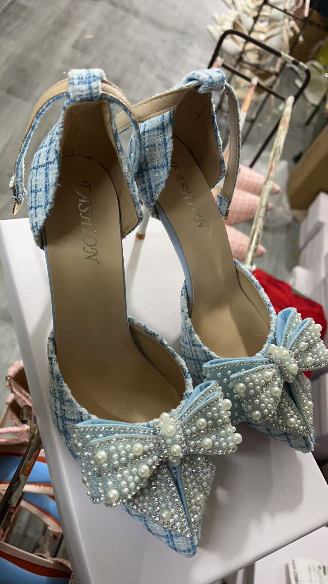 Women's Bow Rhinestone Stiletto Heel Sandals