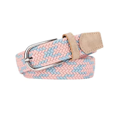 Women's Braided Elastic Pin Buckle Canvas Belt