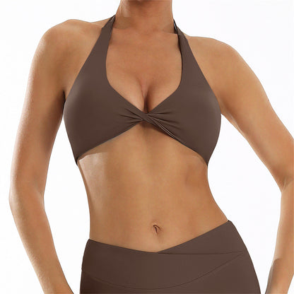 Women's Breathable Halter Neck Yoga Sports Bra