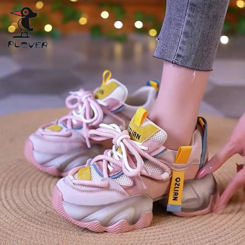 Women's Breathable Mesh Casual Sports Shoes with Thick Sole
