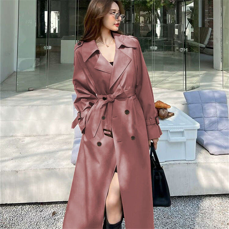 Women's British Style Mid-Length Windbreaker Coat
