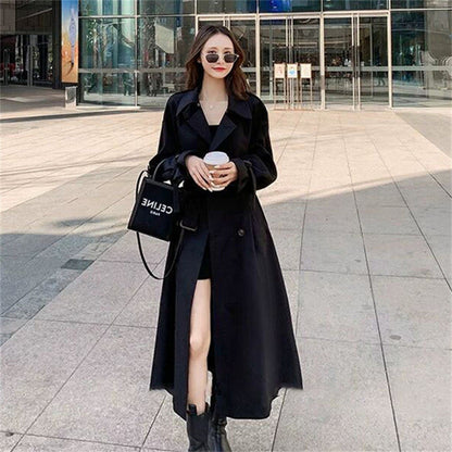 Women's British Style Mid-Length Windbreaker Coat