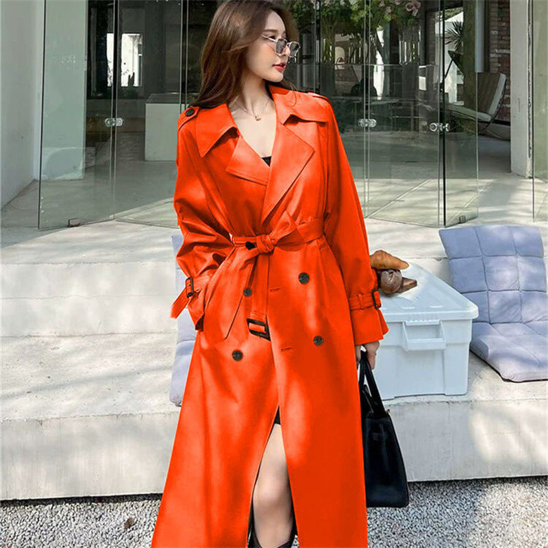 Women's British Style Mid-Length Windbreaker Coat