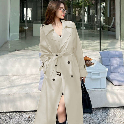 Women's British Style Mid-Length Windbreaker Coat