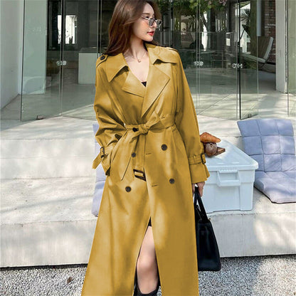 Women's British Style Mid-Length Windbreaker Coat