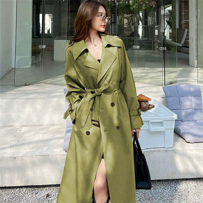 Women's British Style Mid-Length Windbreaker Coat