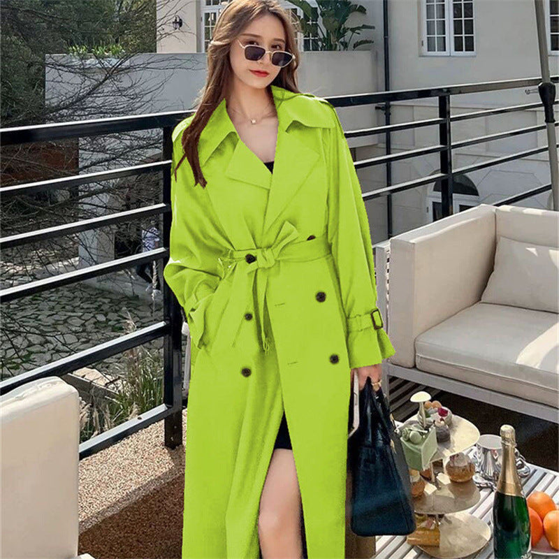 Women's British Style Mid-Length Windbreaker Coat