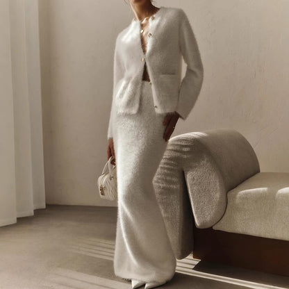 Women's Button Front Coat and Skirt Set