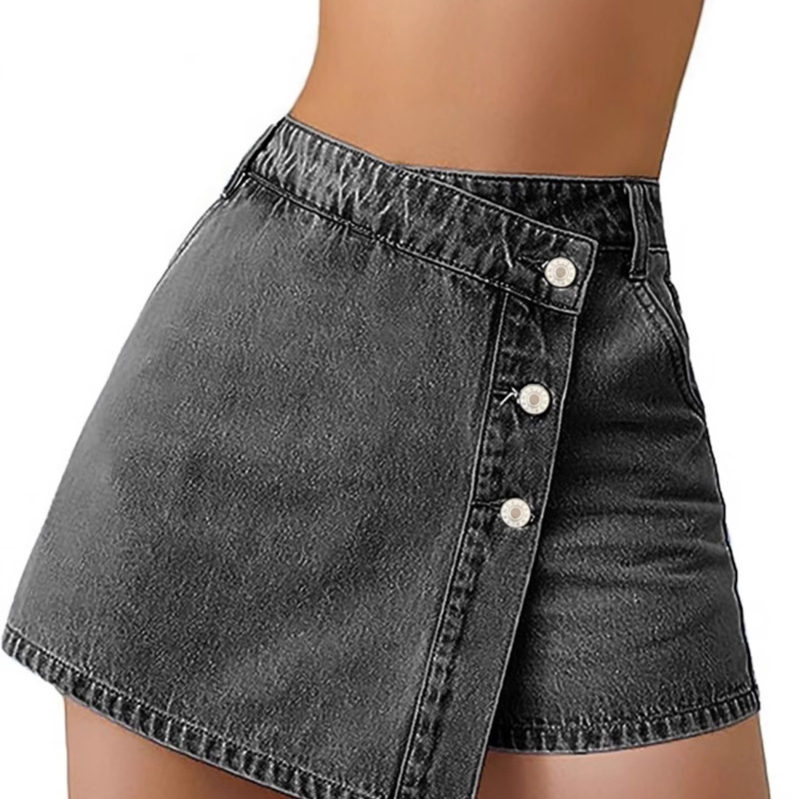Women's Button Front Denim Culottes