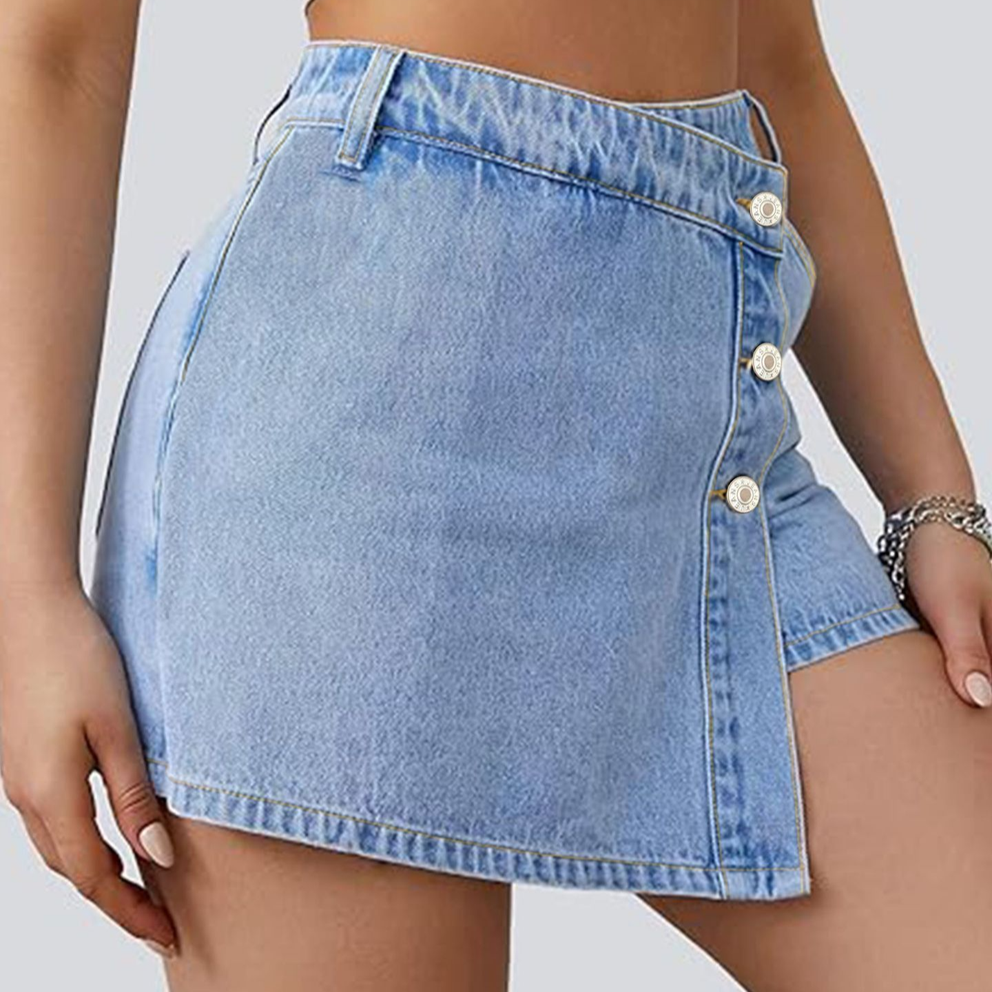 Women's Button Front Denim Culottes