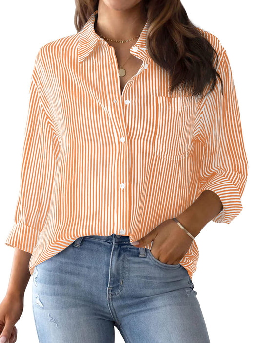 Women's buttoned shirt with stripes