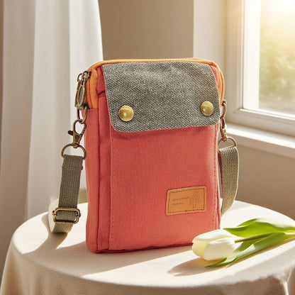 Women's Canvas Crossbody Bag with Multiple Pockets