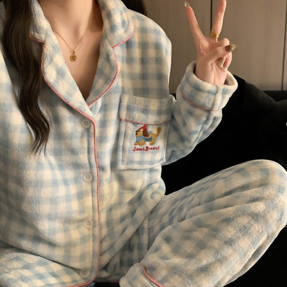 Women's Cartoon Coral Fleece Pajama Set