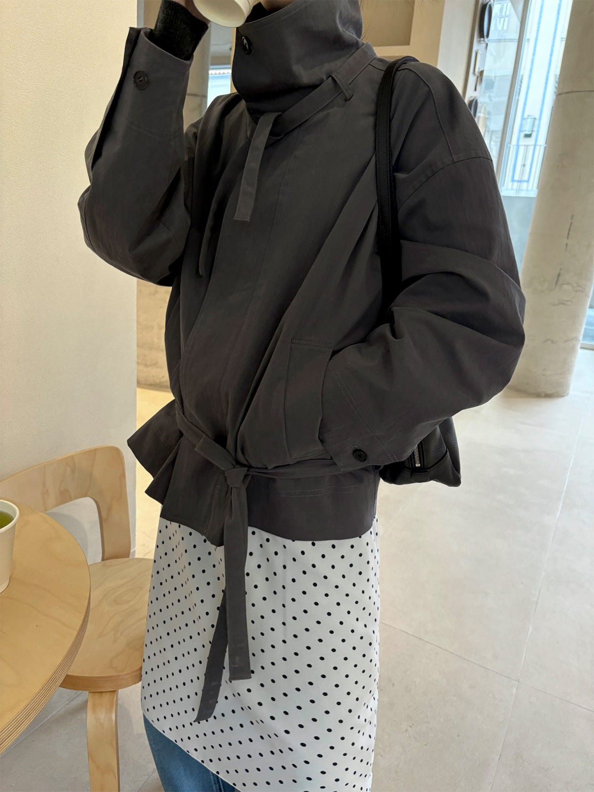 Women's Casual A-Line Dress with Tie Belt