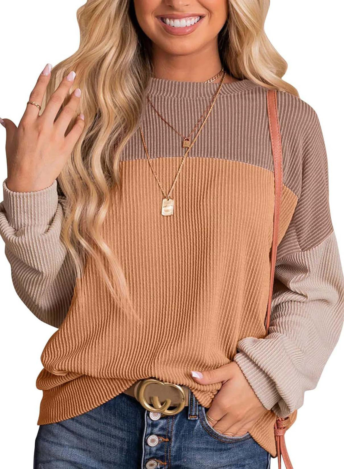 Women's Casual Color-Block Knit Sweater