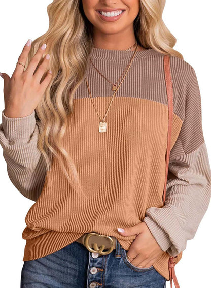 Women's Casual Color-Block Knit Sweater