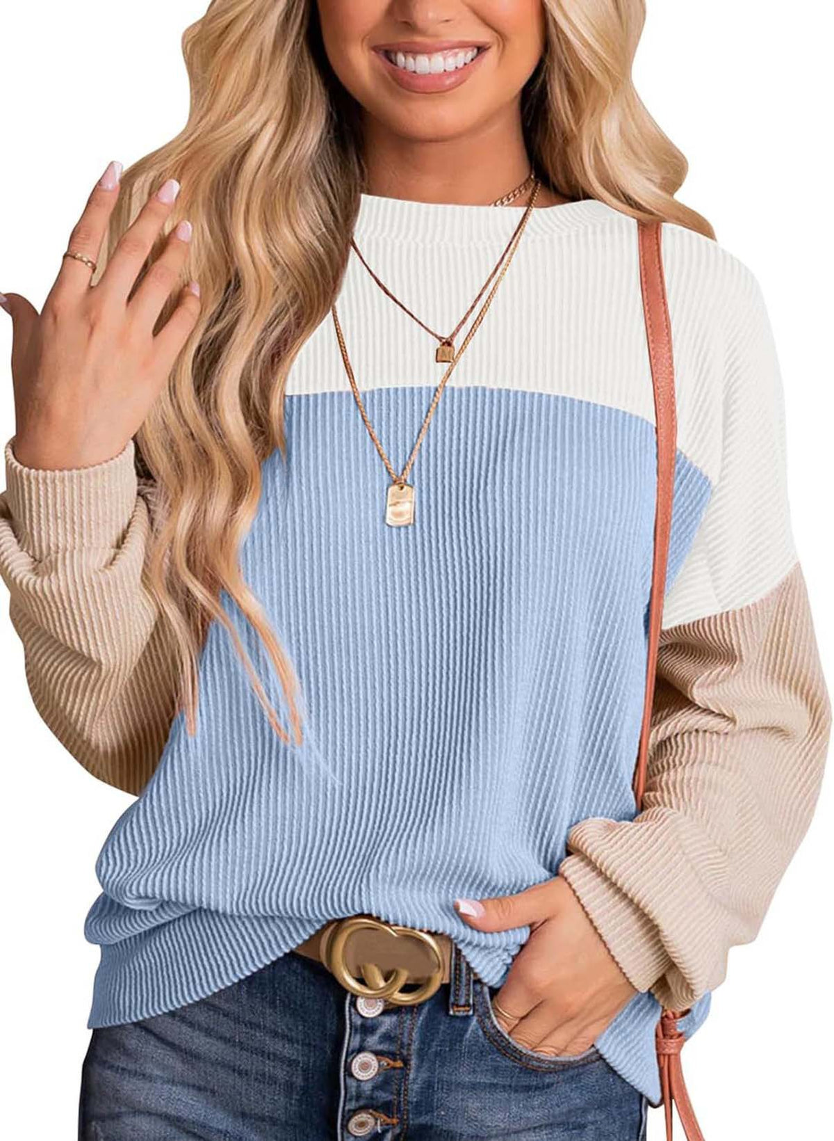 Women's Casual Color-Block Knit Sweater