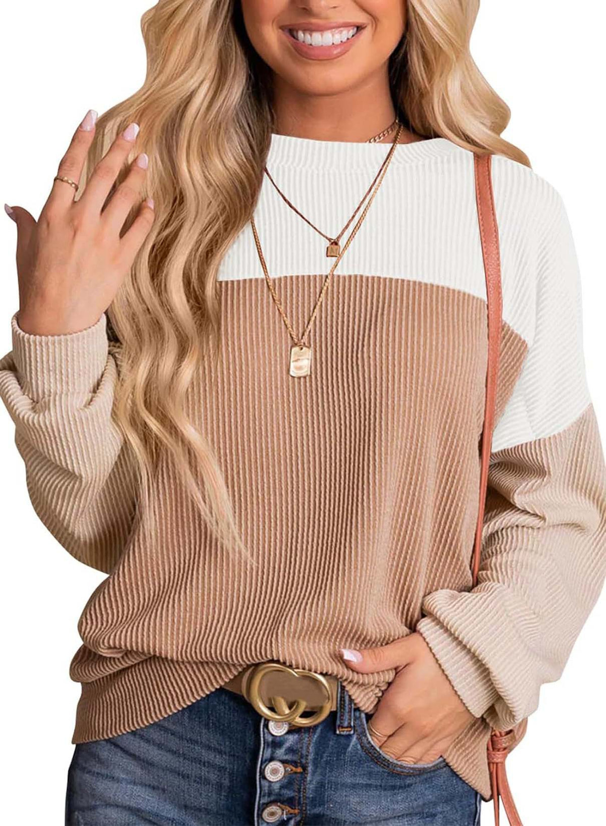 Women's Casual Color-Block Knit Sweater
