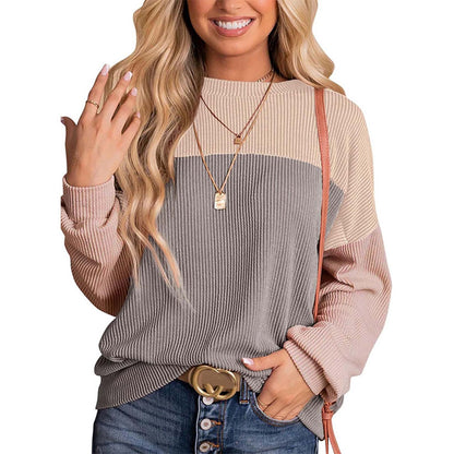 Women's Casual Color-Block Knit Sweater