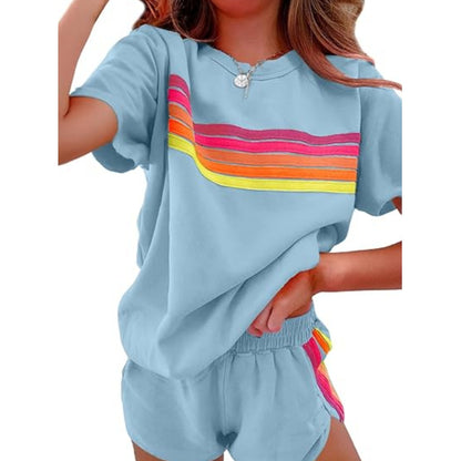 Women's Casual Contrast Color Lounge Set